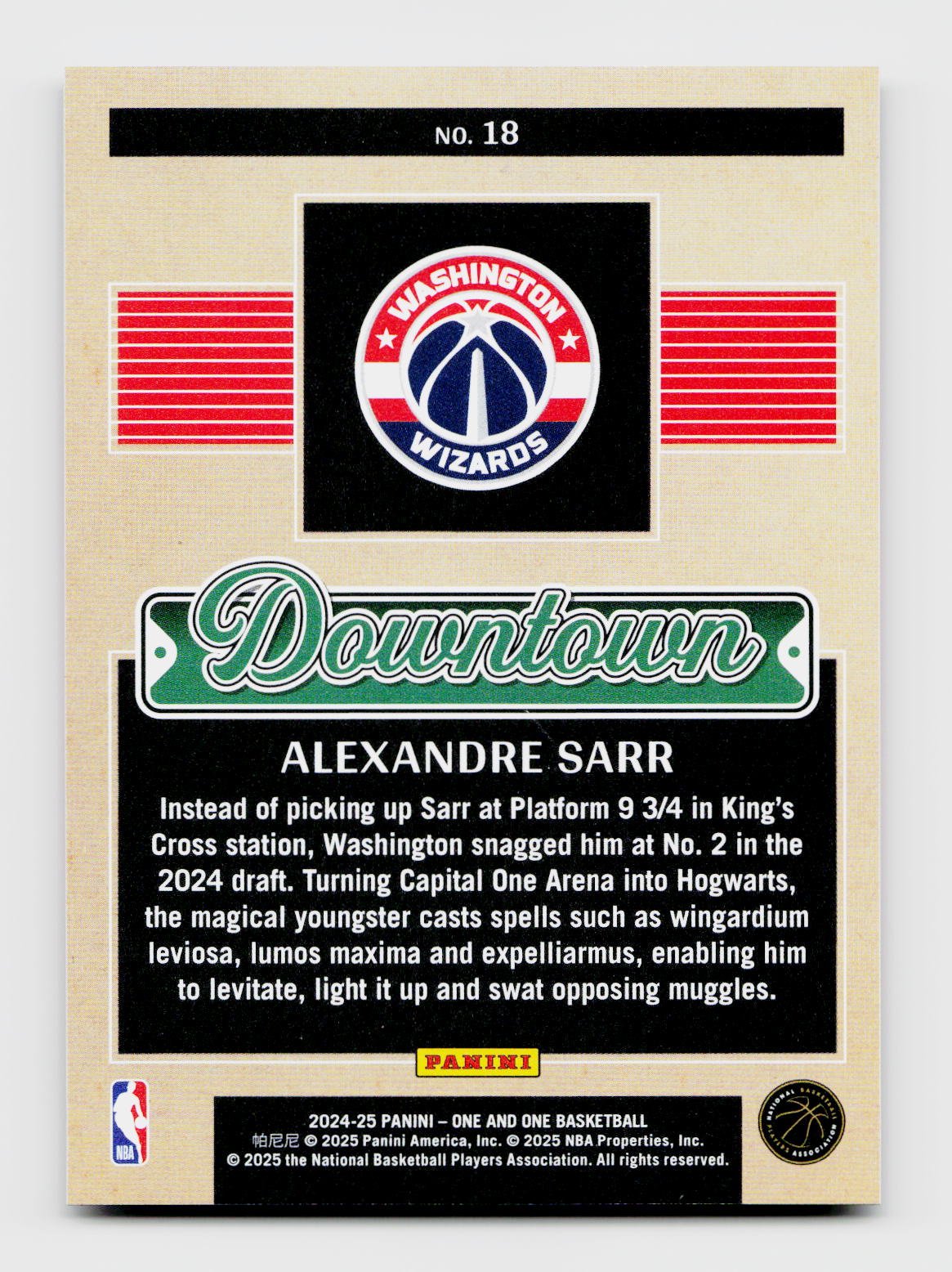 2024-25 One and One Downtown SSP #18 Alexandre Sarr Rookie RC