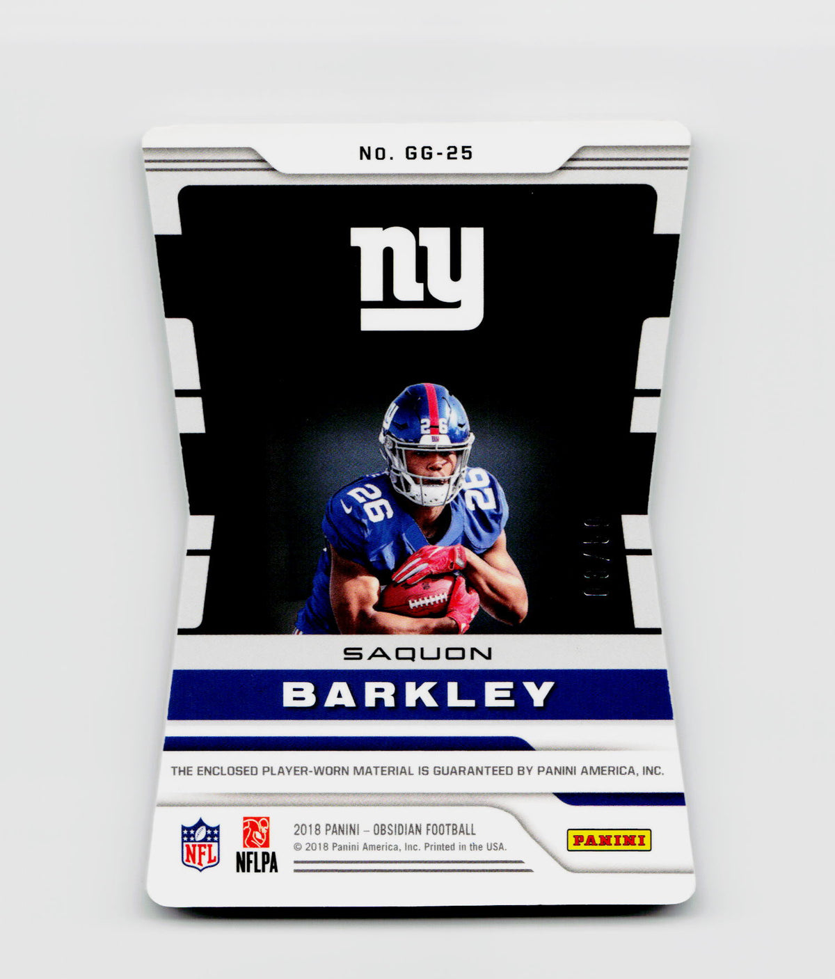 2018 Obsidian Saquon Barkley Galaxy Gear Player-Worn Patch Die-Cut /50