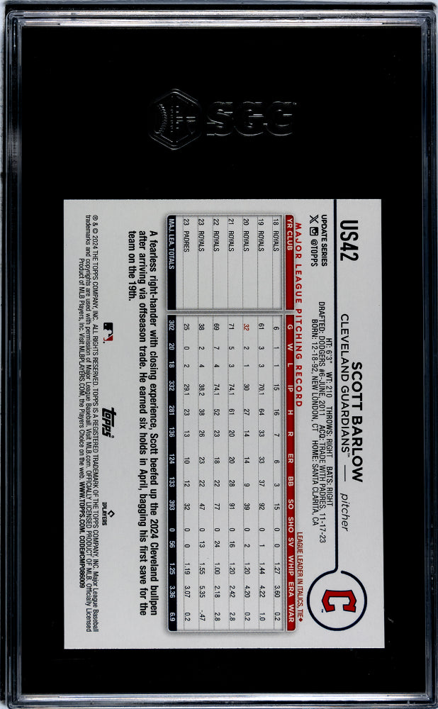 2024 Topps Update #US42 Scott Barlow Silver Crackle Foilboard SGC 9