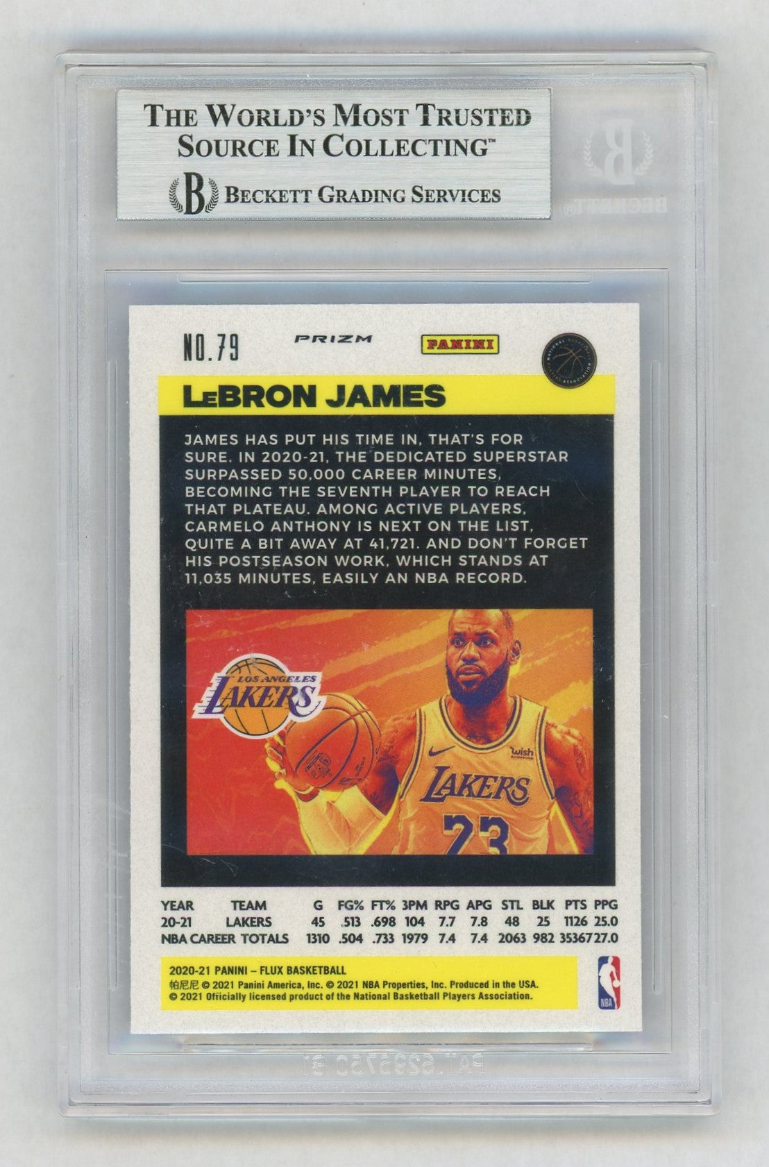 2020-21 Flux #79 LeBron James Factory Blue Pulsar BGS 9