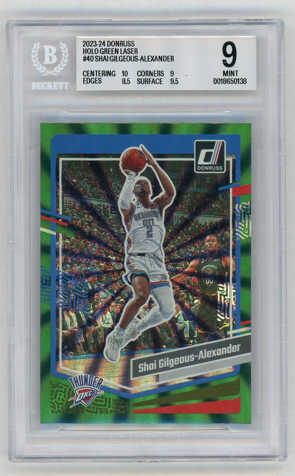 2023 Donruss #40 Shai Gilgeous-Alexander Holo Green Laser BGS 9
