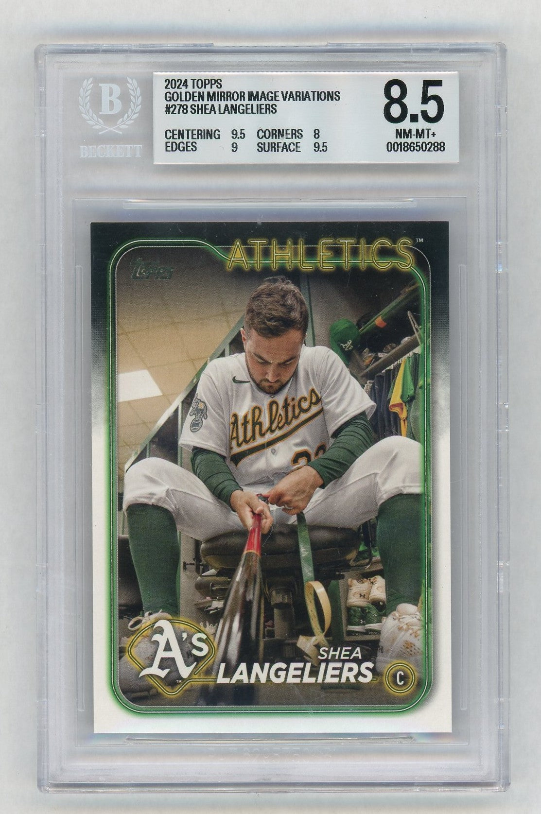 2024 Topps #278 Shea Langeliers Golden Mirror Image Variation SSP BGS 8.5