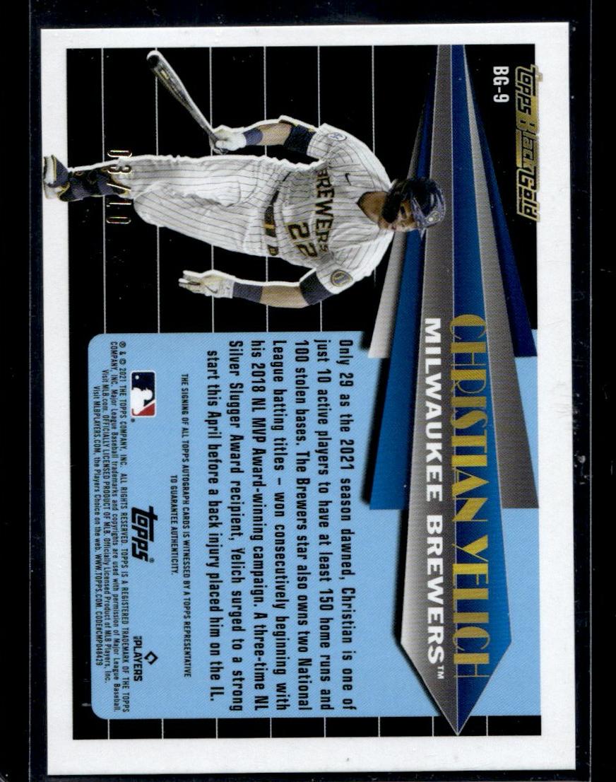 2021 Topps Black Gold Christian Yelich #BG-9 Auto /10