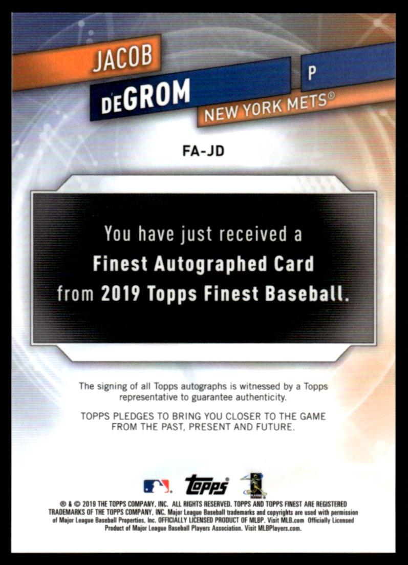 2019 Topps Finest Jacob deGrom Finest Auto /50