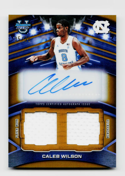 2025 Bowman University Chrome #PDA-CW Caleb Wilson Prospect Dual Relic Auto Gold /50