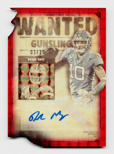 2023 Bowman University Best #GS-DM Drake Maye Gunslingers & Bandits Die-Cut Red SSP Auto /10