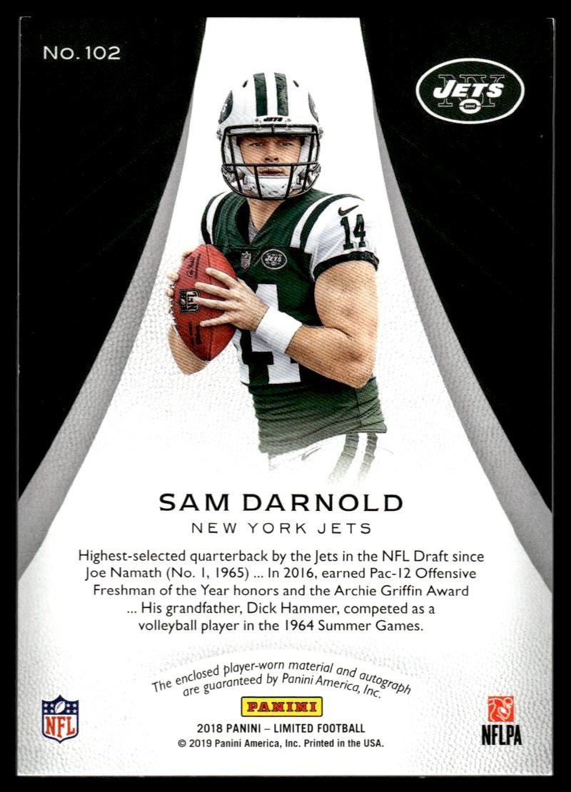 2018 Panini Limited 102 Sam Darnold Limited Rookie /10 VG New York Jets Auto