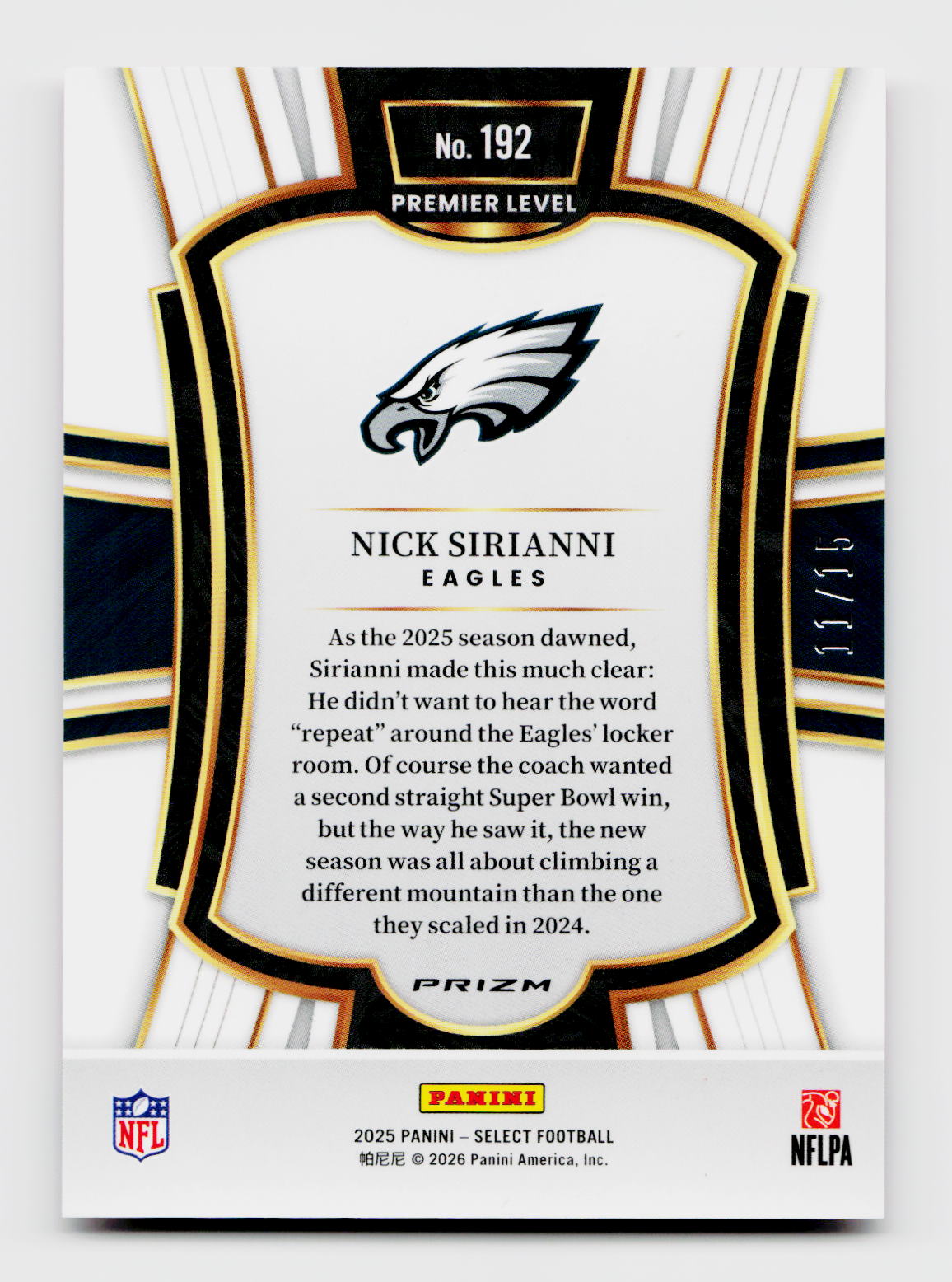 2025 Select #192 Nick Sirianni Pink Glitter /15