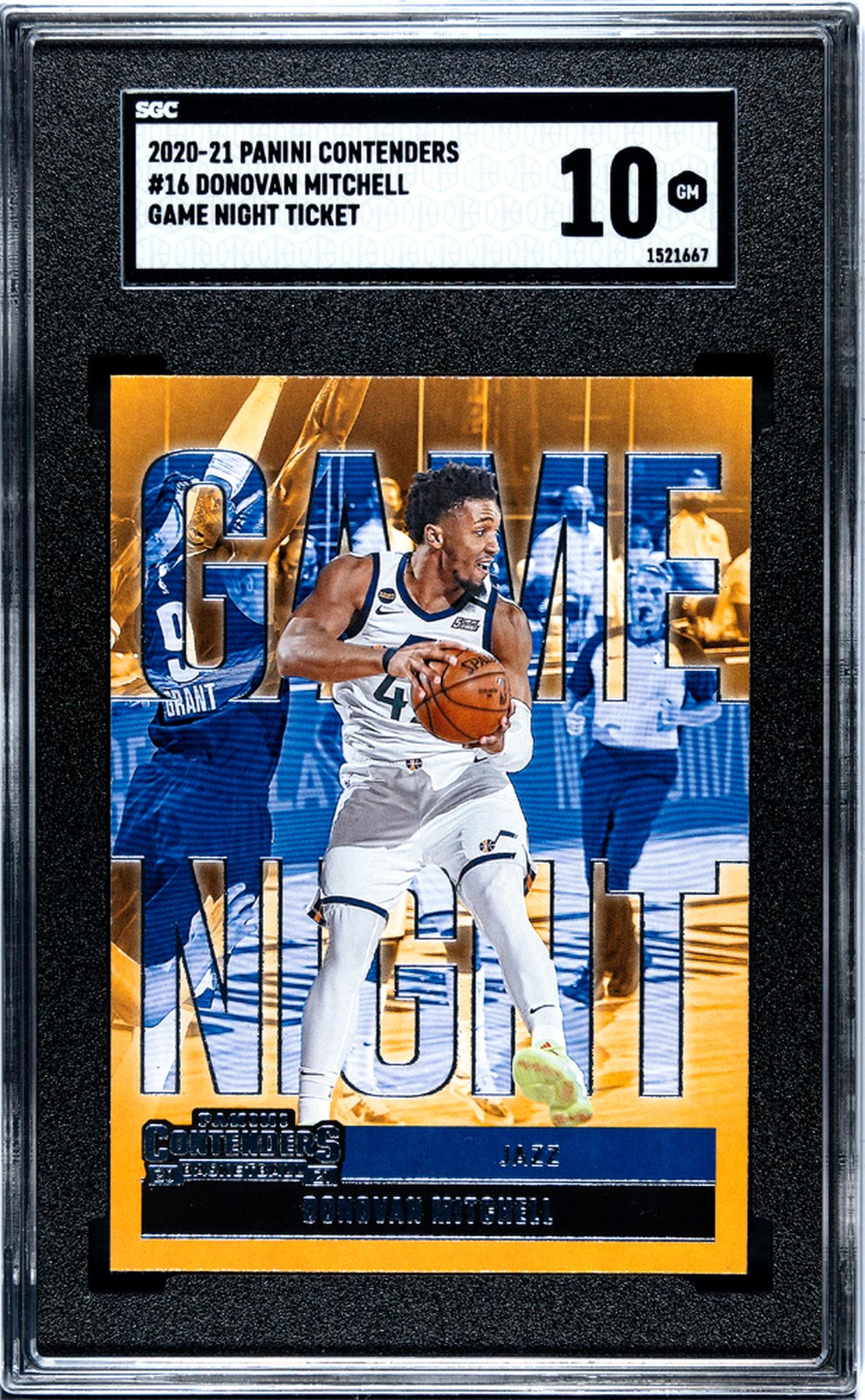 2020-21 Panini Contenders #16 Donovan Mitchell Game Night Ticket SGC 10