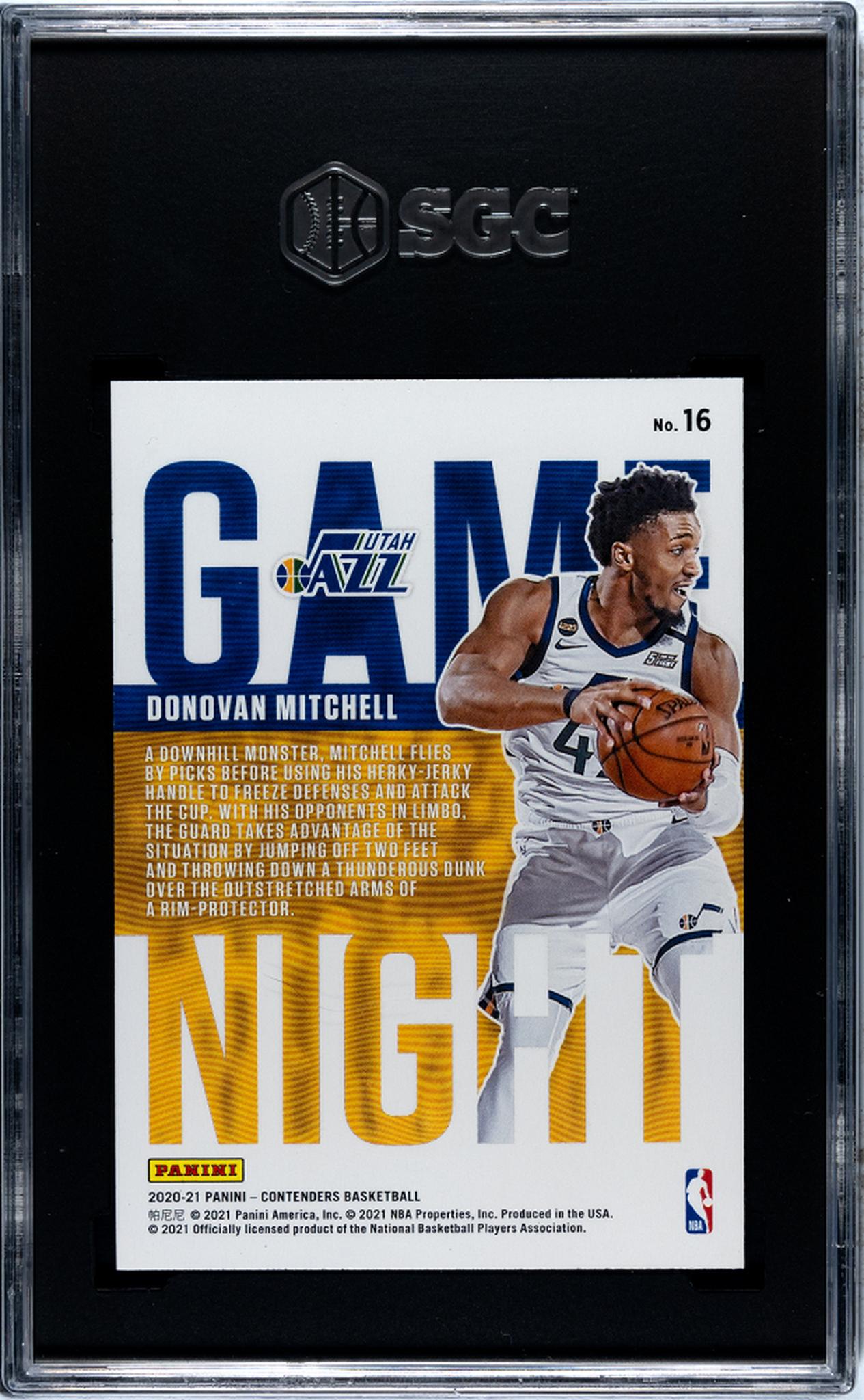 2020-21 Panini Contenders #16 Donovan Mitchell Game Night Ticket SGC 10