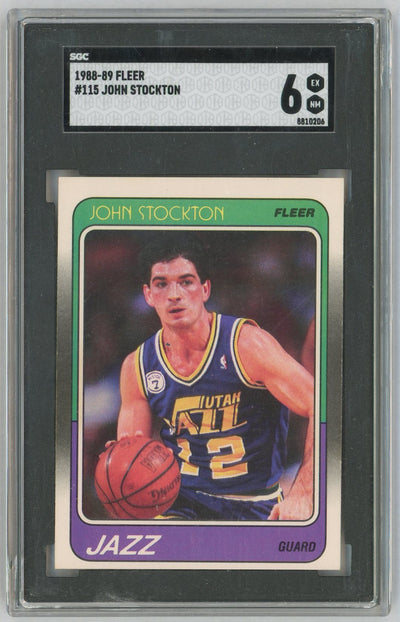 1988 Fleer John Stockton Rookie RC #115 SGC 6