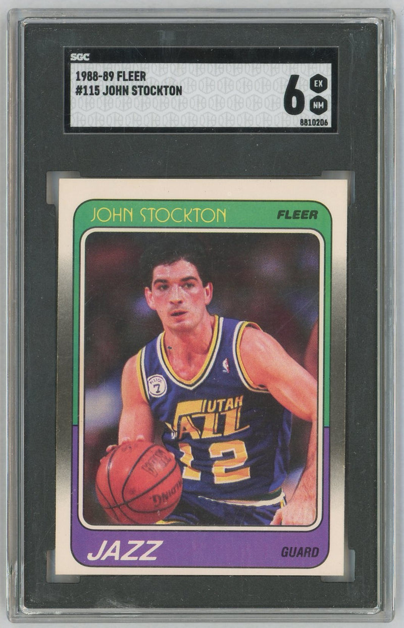 1988 Fleer John Stockton Rookie RC #115 SGC 6