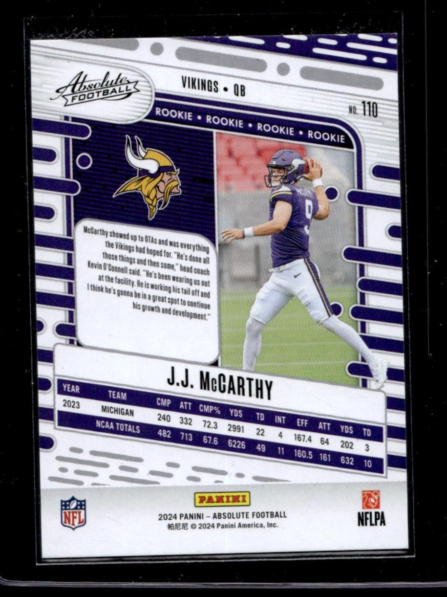 2024 Panini Absolute Green J.J. McCarthy #110 RC /399