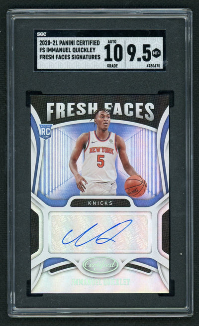 2020-21 Panini Certified Immanuel Quickley Fresh Faces Auto #FS-QUI SGC 9.5
