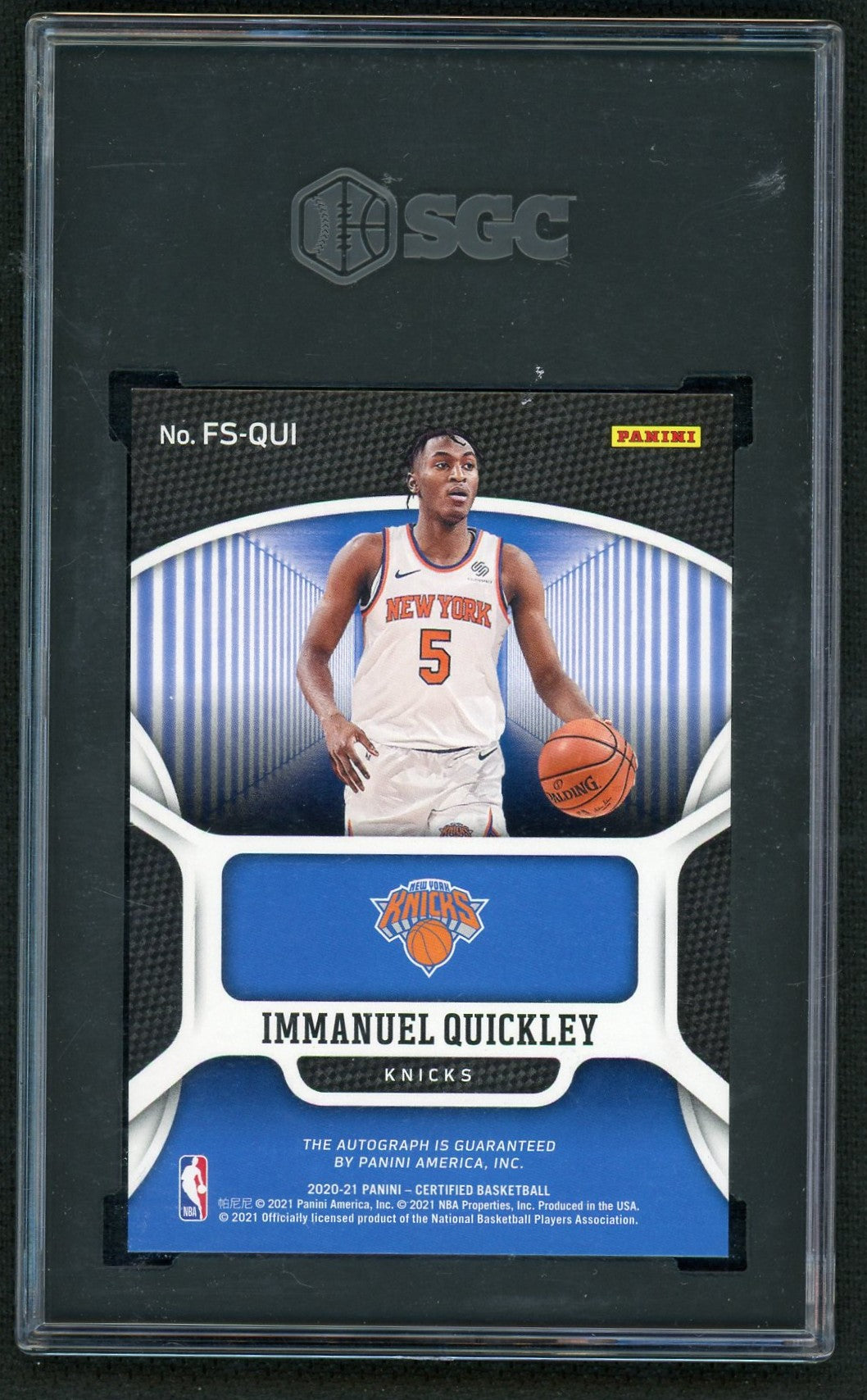 2020 Panini Certified Immanuel Quickley Fresh Faces Auto Rookie RC SGC 9.5
