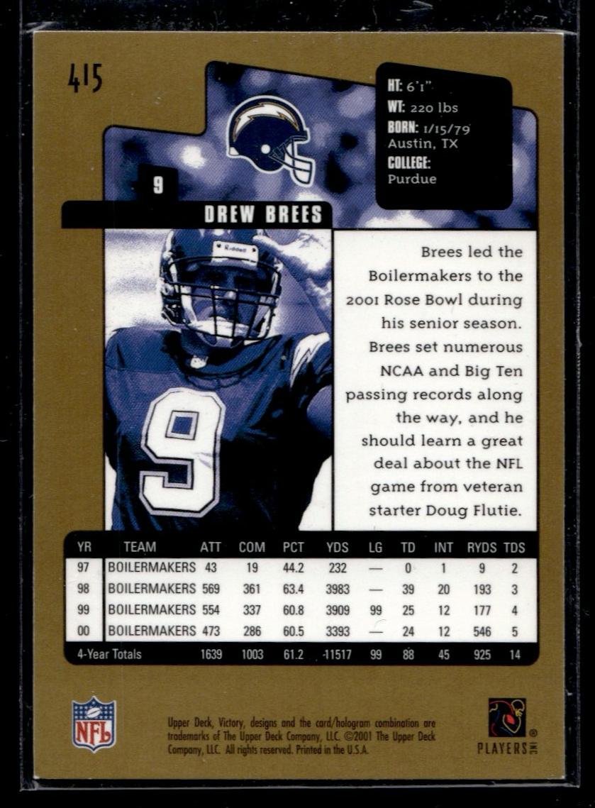 2001 Upper Deck Victory Drew Brees #415 RC