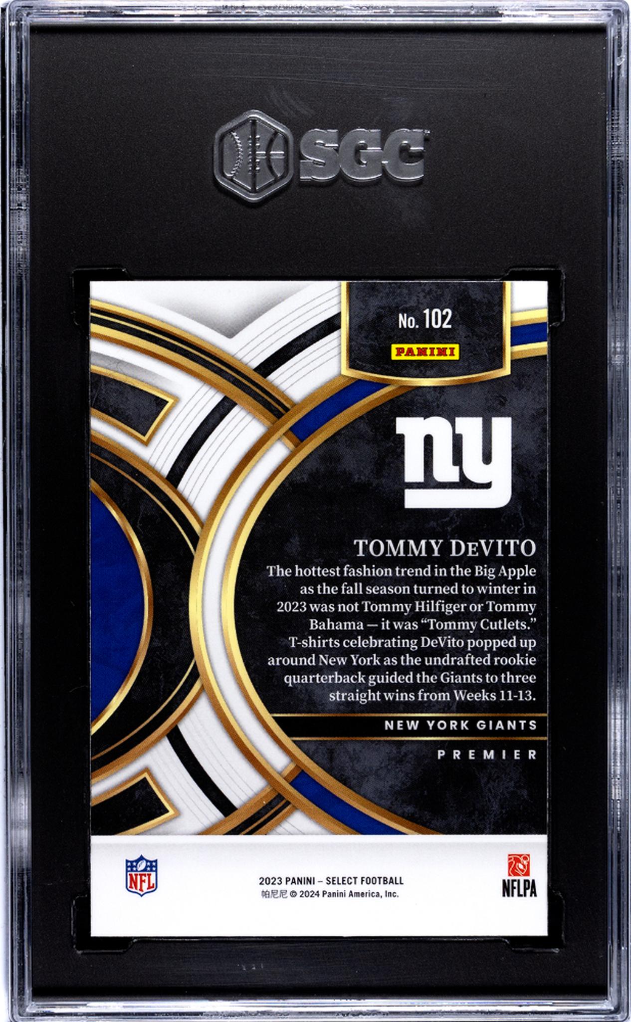 2023 Panini Select #102 Tommy DeVito Premier Rookie  SGC 8.5