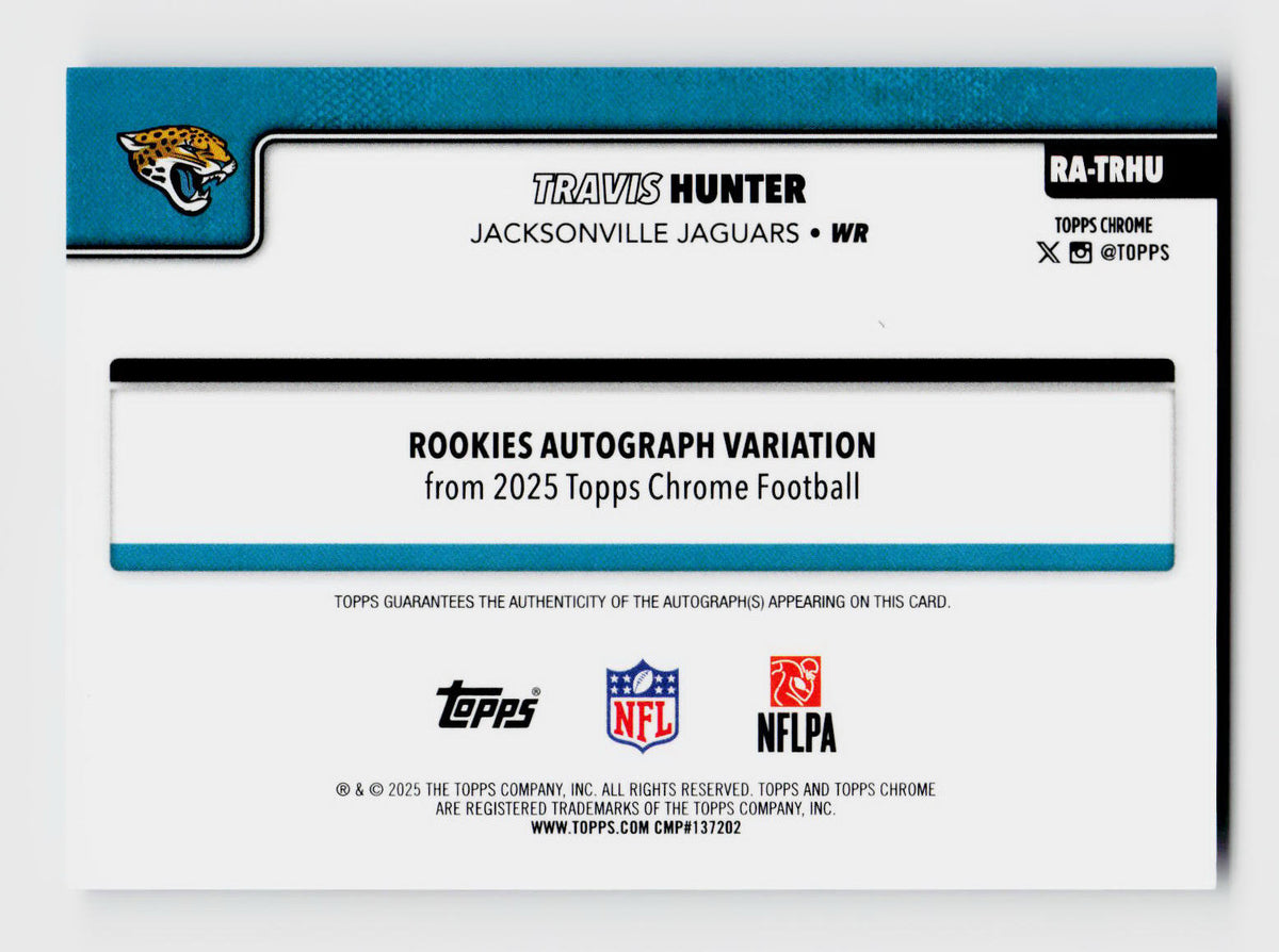 2025 Topps Chrome #RA-TRHU Travis Hunter /75 Purple Lava