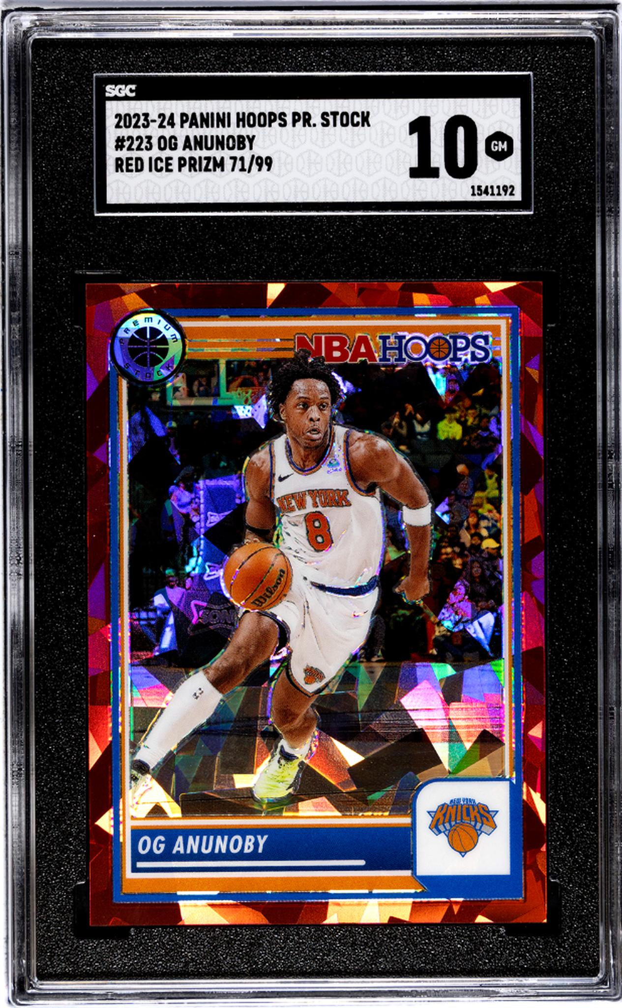 2023-24 Panini Hoops Premium Stock #223 Og Anunoby Red Ice Prizm /99 SGC 10