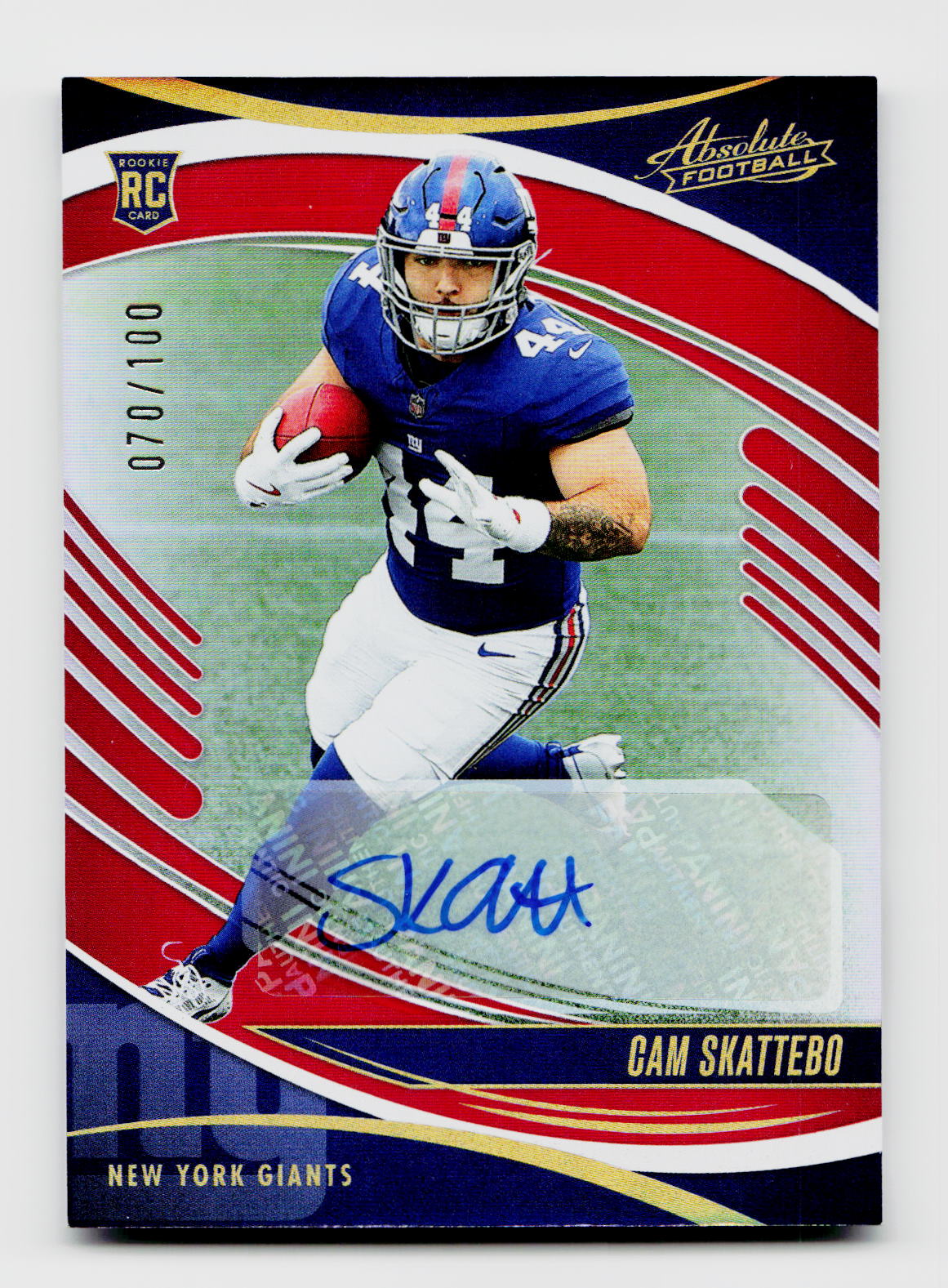 2025 Panin Absolute #110 Cam Skattebo Red White Blue Rookie Auto /100
