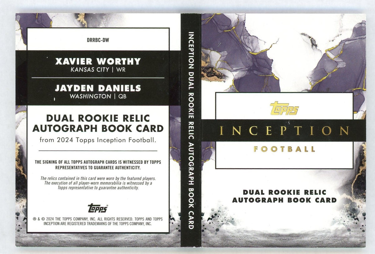 2024 Inception Xavier Worthy/Jayden Daniels Rookie RC Dual Player-Worn Relic Patch Auto Book /20