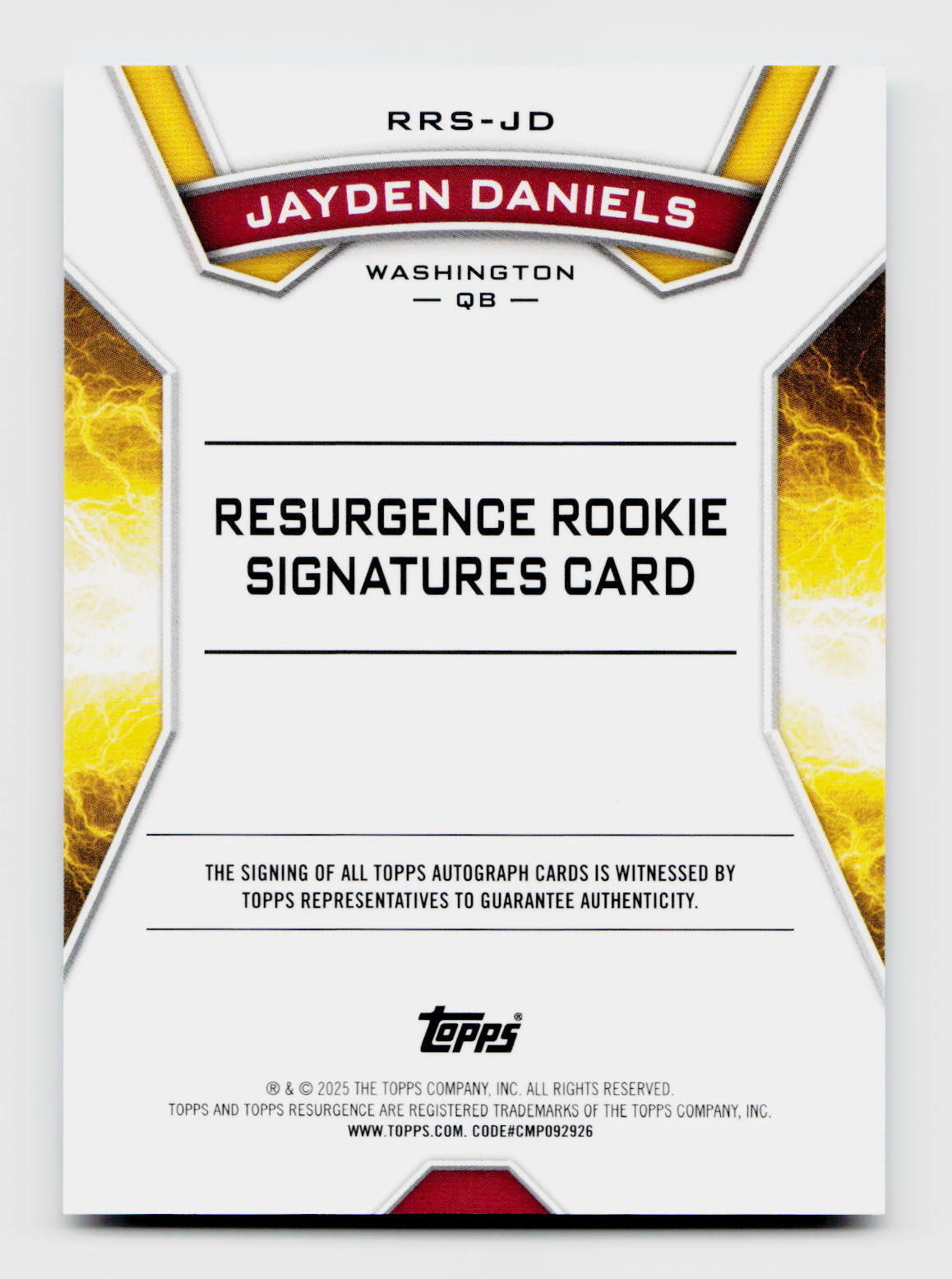 2025 Topps Resurgence #RRS-JD Jayden Daniels Autograph /249 RookieTeal