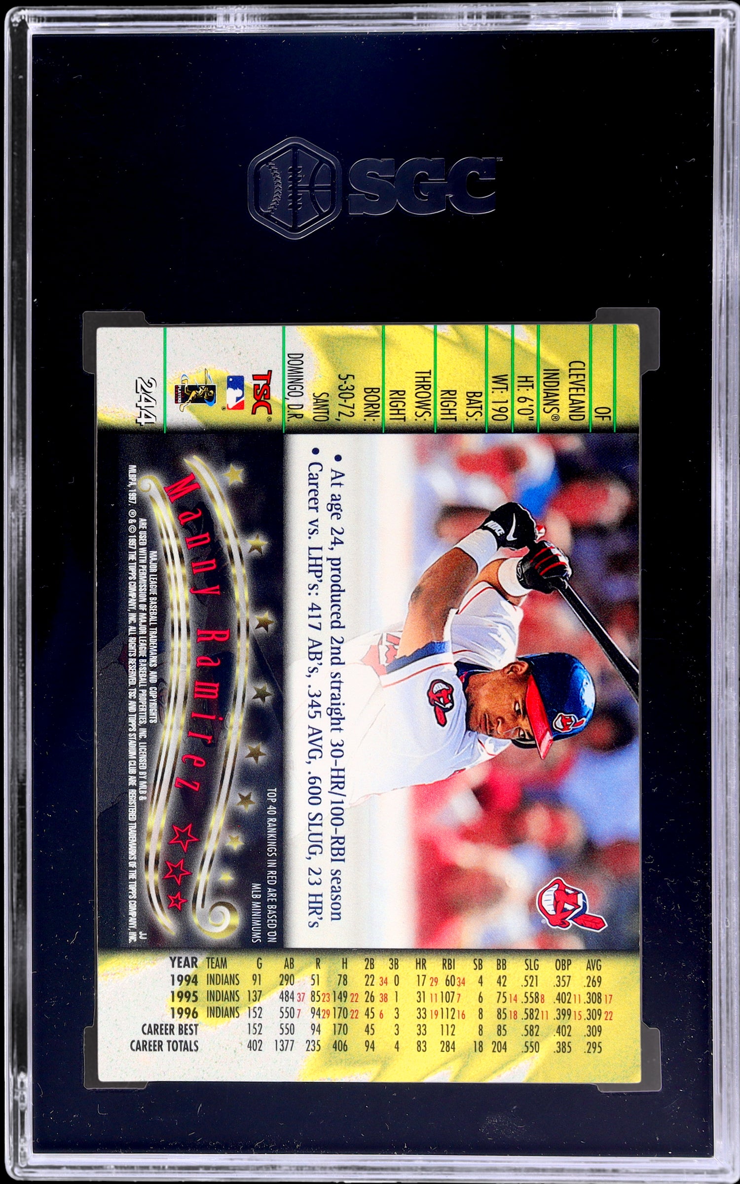 1997 Topps Stadium Club TSC Matrix Manny Ramirez #244 SGC 8.5