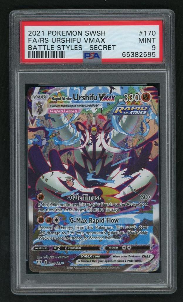 2021 Pokemon Sword and Shield Battle Styles Secret Rare Rapid Strike Urshifu Vmax #170 PSA 9