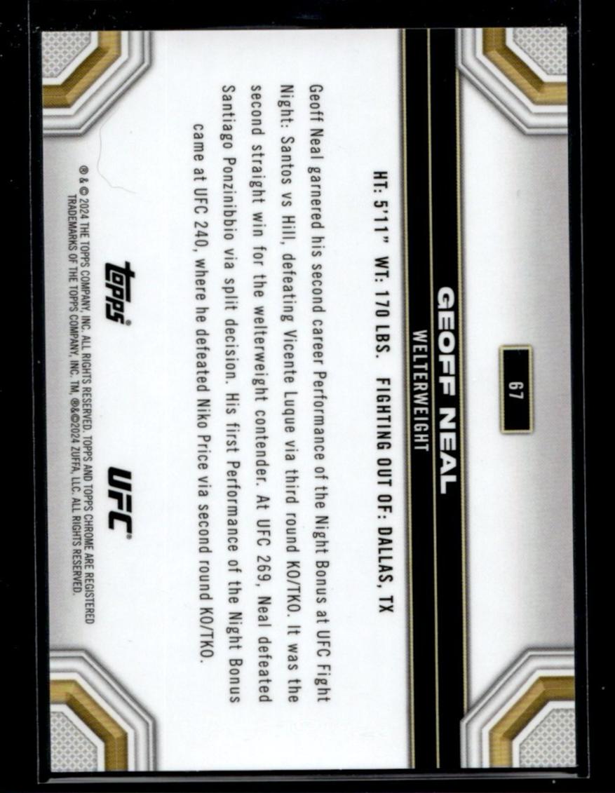 2022 Topps Chrome UFC Black Refractor Geoff Neal #67 /99