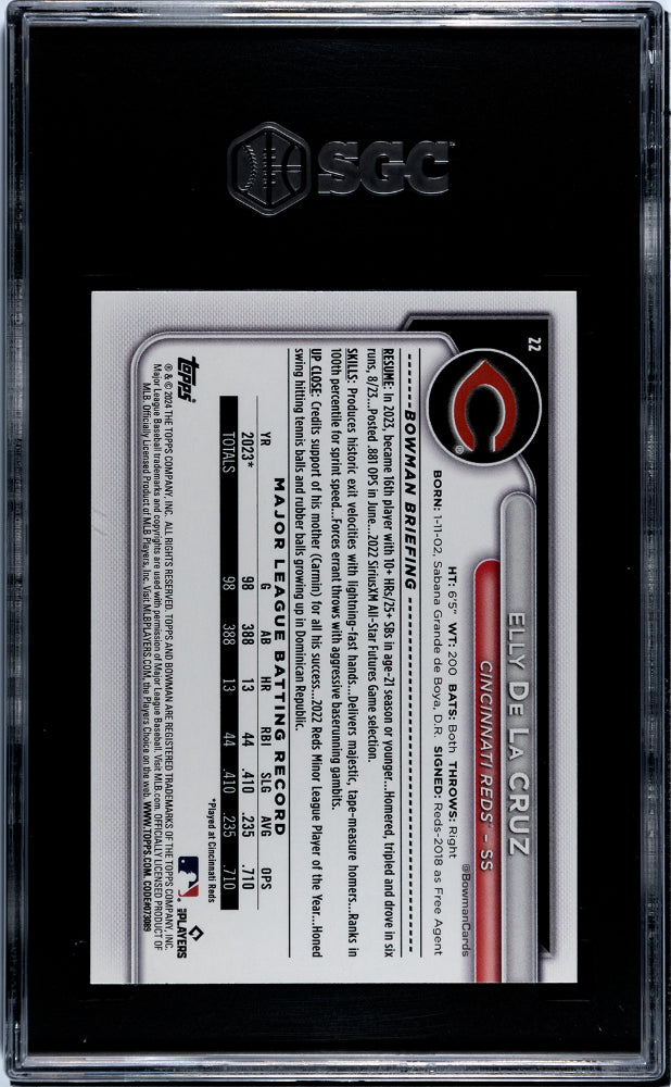 2024 Topps Bowman Elly De La Cruz #22 RC SGC 10