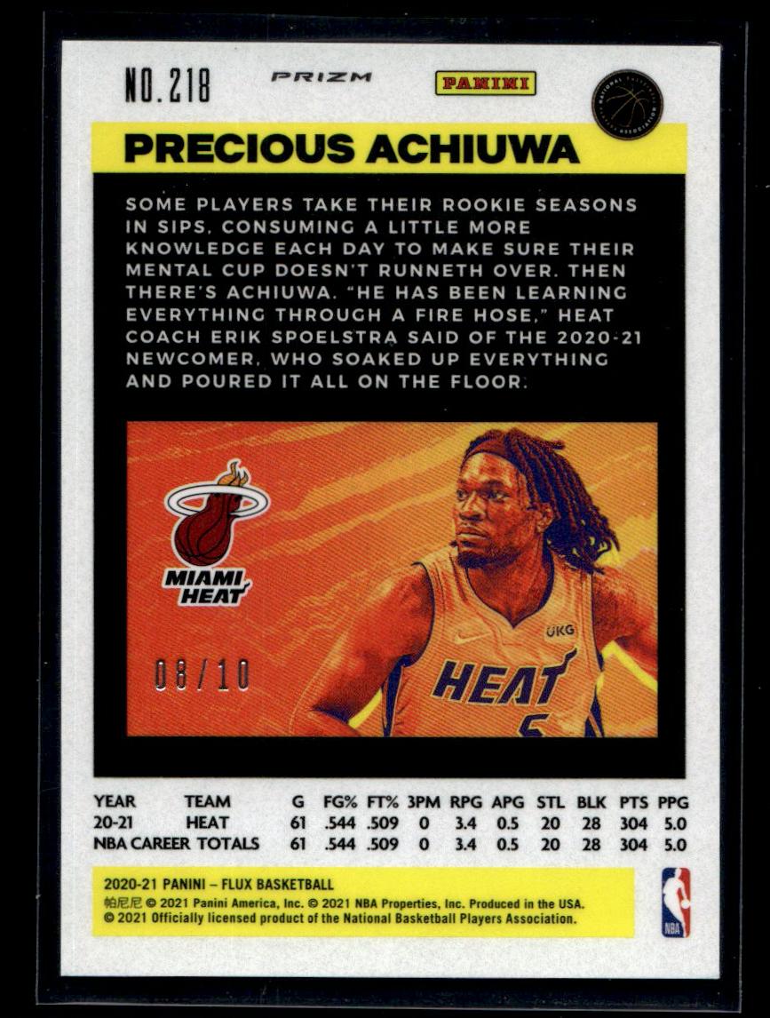 2021 Panini Flux Precious Achiuwa #218 RC /10