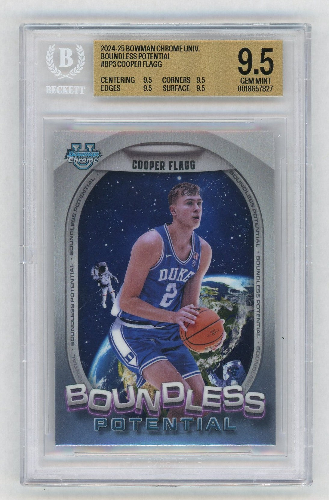 2024-25 Bowman Chrome U #BP3 Cooper Flagg Boundless Potential Rookie RC BGS 9.5