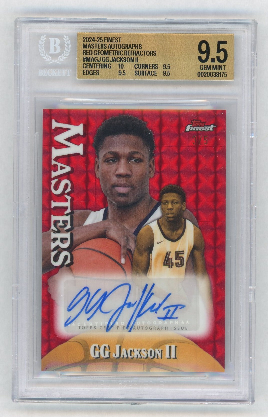 2024-25 Topps Finest GG Jackson II Red Geometric Rookie RC Auto SSP /5 BGS 9.5