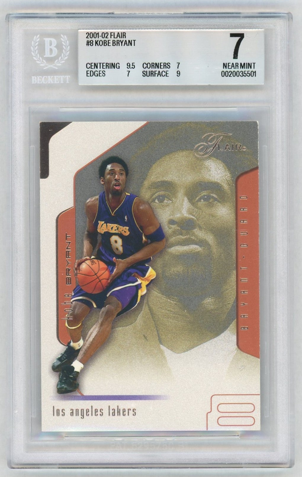 2001 Flair #8 Kobe Bryant BGS 7