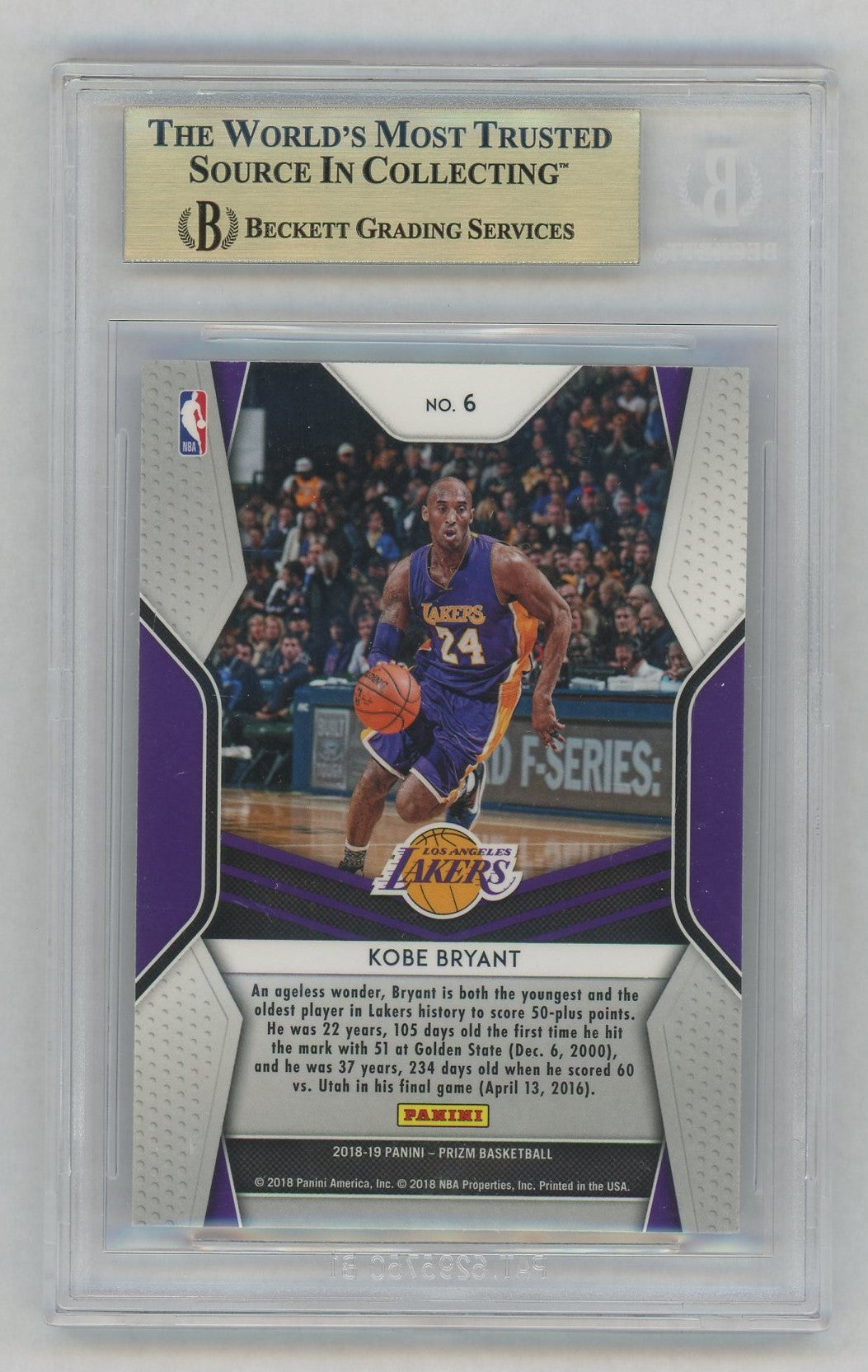 2018-19 Prizm #6 Kobe Bryant Dominance BGS 9.5