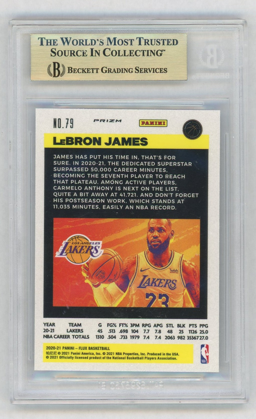 2020-21 Flux #79 LeBron James Factory Pulsar BGS 9.5