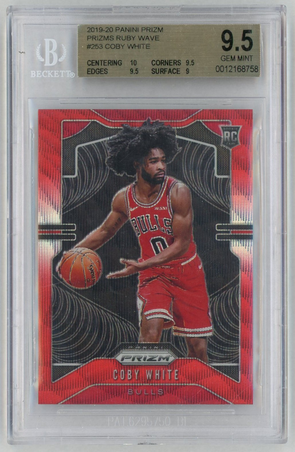 2019 Panini Prizm Ruby Wave Prizm Coby White #253 BGS 9.5