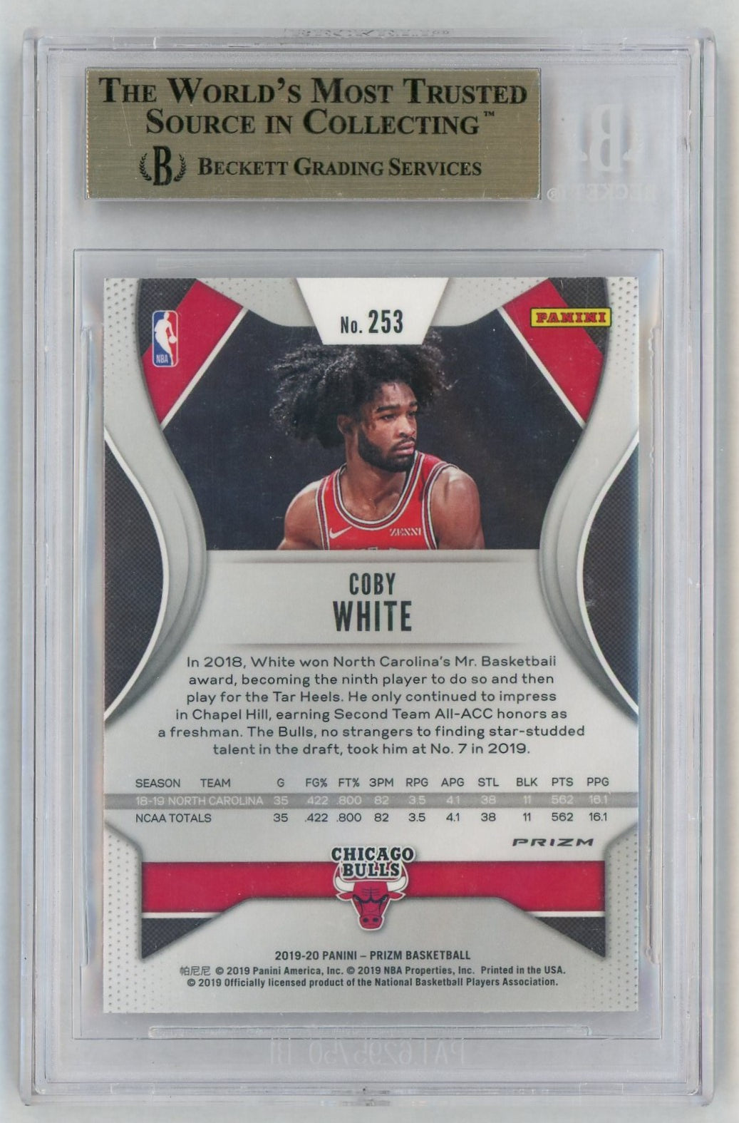 2019 Panini Prizm Ruby Wave Prizm Coby White #253 BGS 9.5