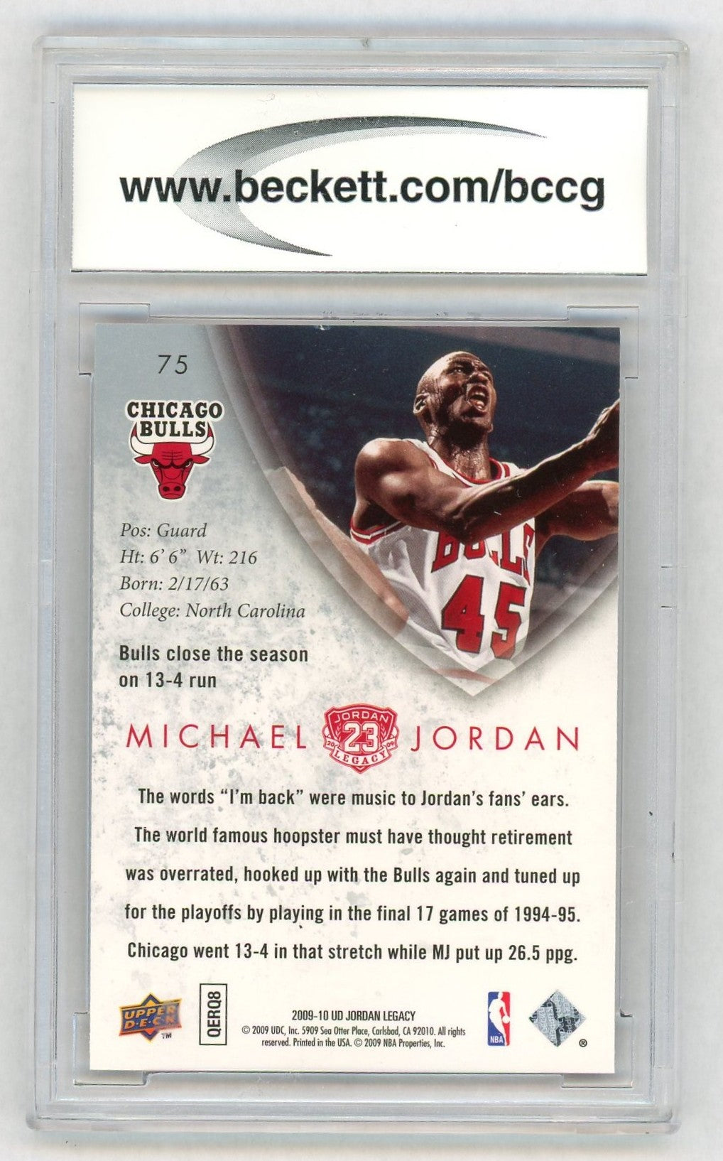 2009-10 Upper Deck MJ Legacy Collection #75 Michael Jordan BCCG 10
