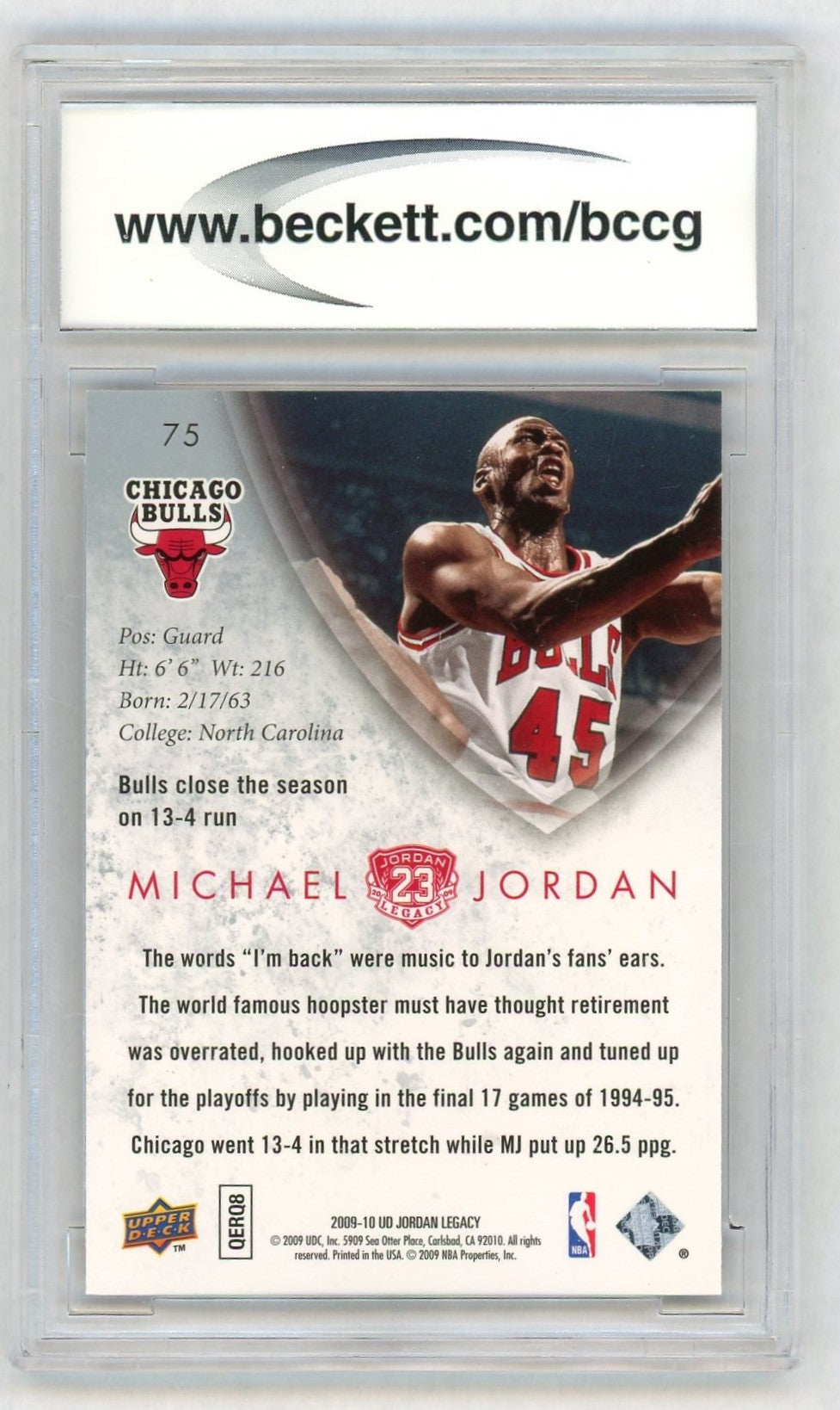 2009-10 Upper Deck MJ Legacy Collection #75 Michael Jordan BCCG 10