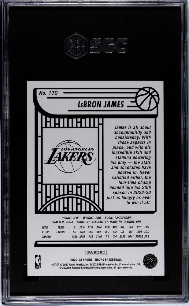 2022-23 Panini Hoops #170 Lebron James SGC 10
