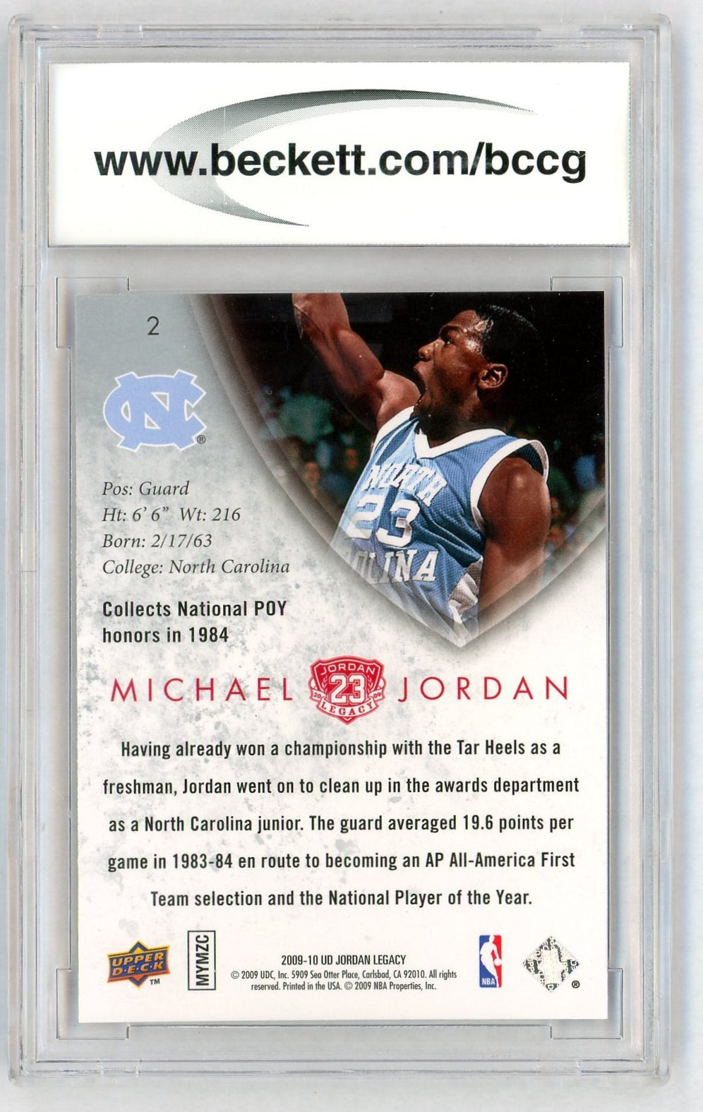 2009-10 Upper Deck MJ Legacy Collection Gold Michael Jordan #2 BCCG 10