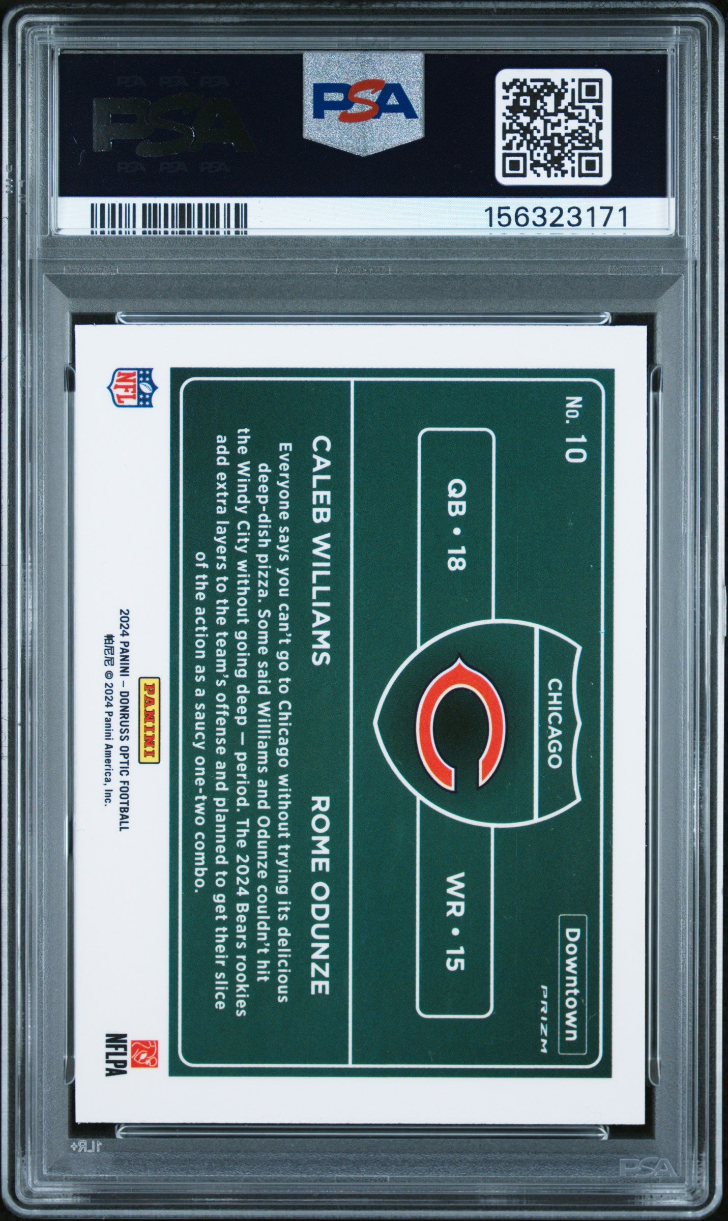 2024 Donruss Optic Downtown Duo Caleb Williams/Rome Odunze #10 PSA 9