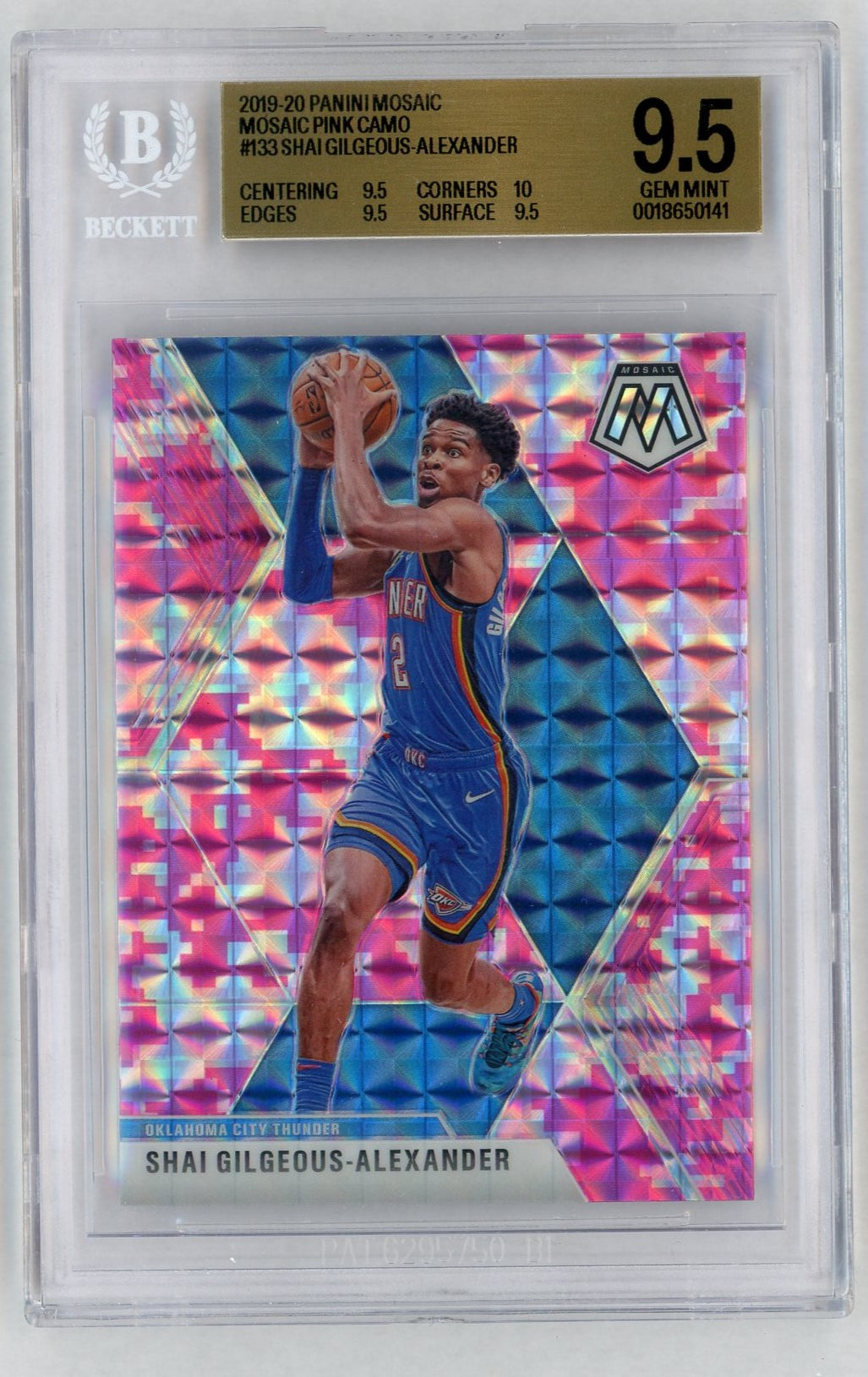 2019 Mosaic #133 Shai Gilgeous-Alexander Pink Camo Prizm BGS 9.5