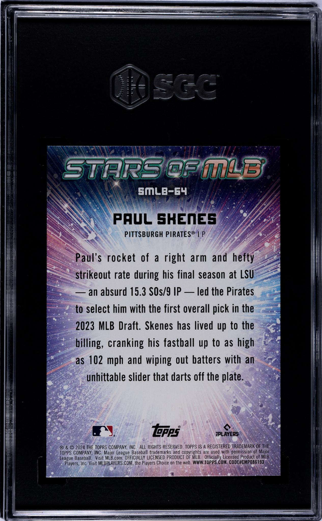 2024 Topps Update Stars of MLB Paul Skenes #SMLB-64 RC SGC 10