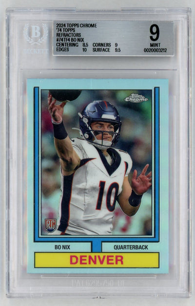 2024 Topps Chrome Bo Nix #74TF4 Refractor BGS 9