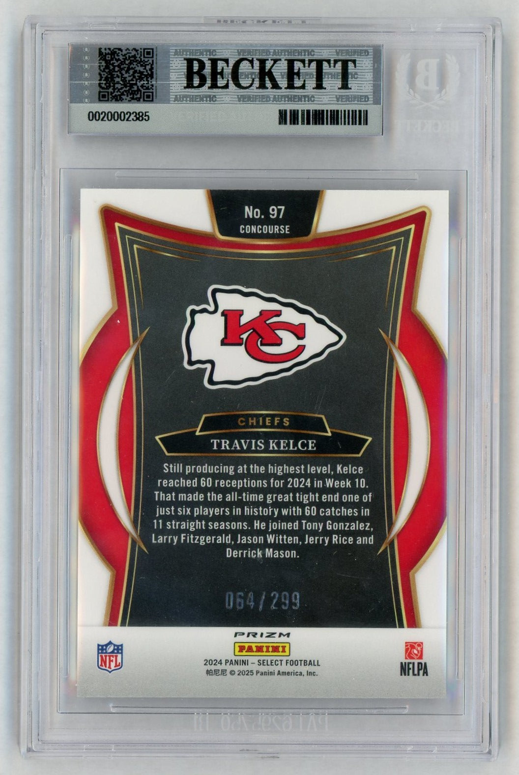 2024 Select #97 Travis Kelce Copper Shock /299 BGS 8.5