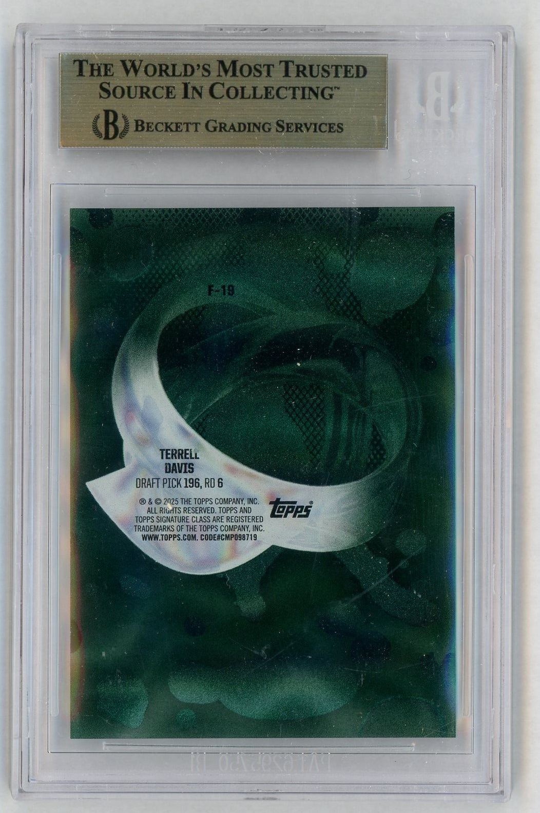 2024 Topps Signature Class #F-19 Terrell Davis Fluidity Green /150 BGS Pristine 10
