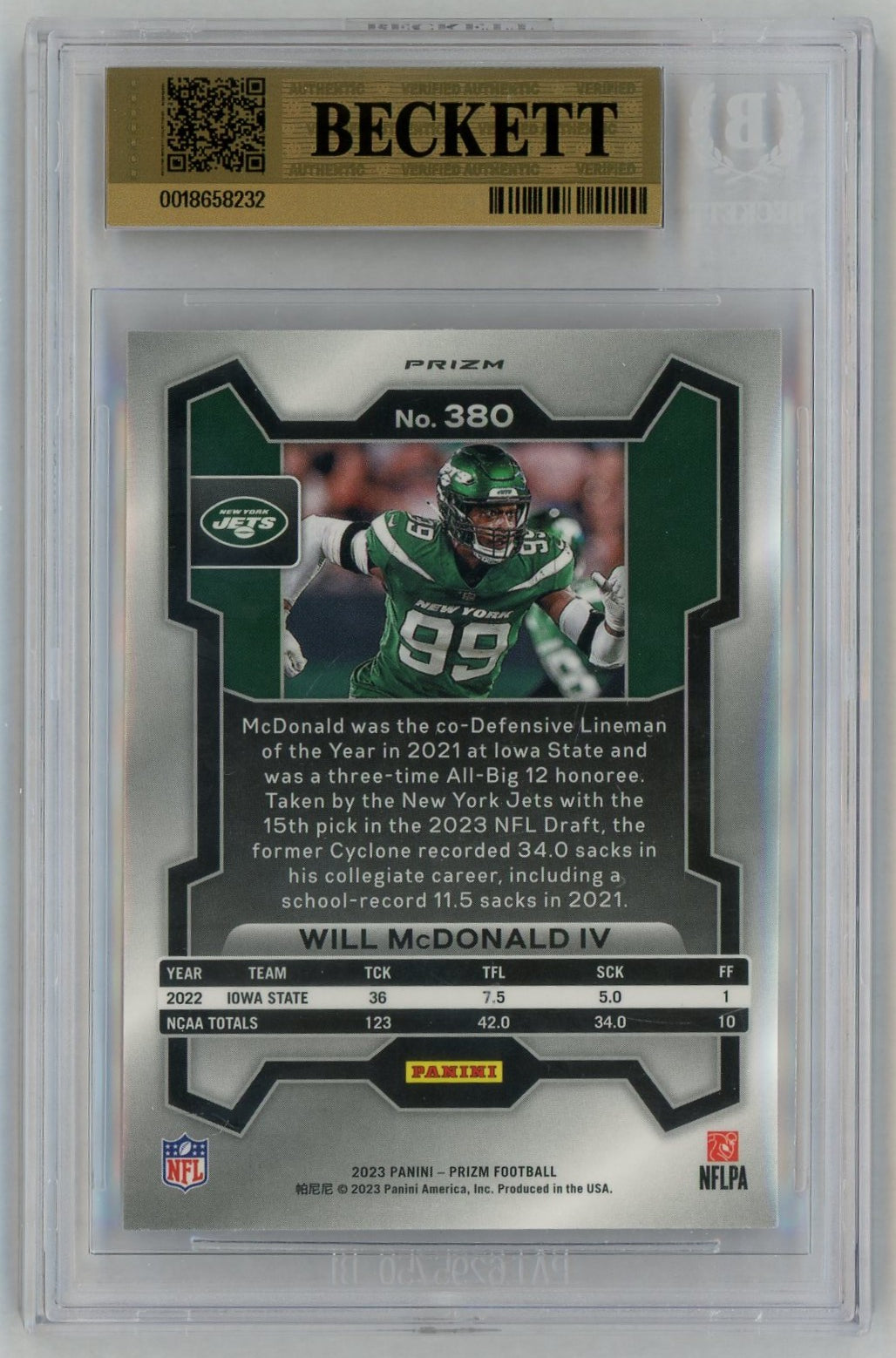 2023 Prizm #380 Will McDonald IV Red/White/Blue Rookie RC BGS 9.5