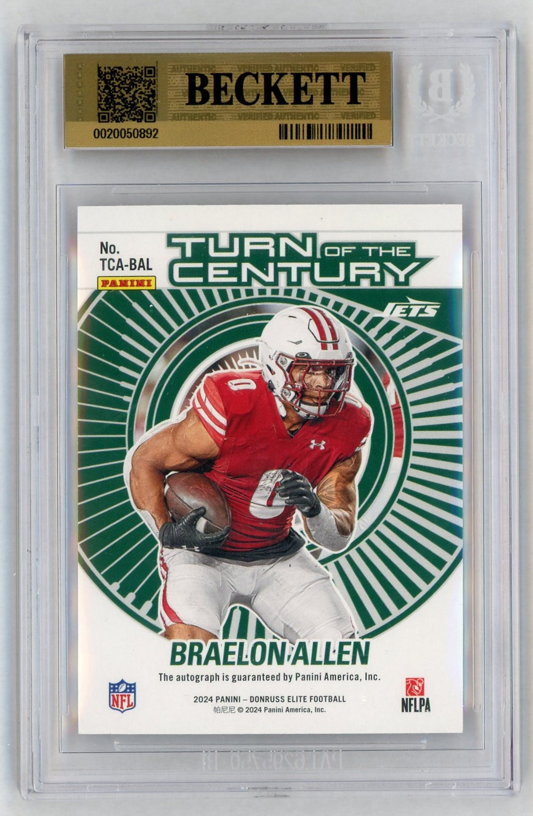 2024 Donruss Elite #TCA-BAL Braelon Allen Rookie RC Turn of the Century Orange Auto /99 BGS 9.5